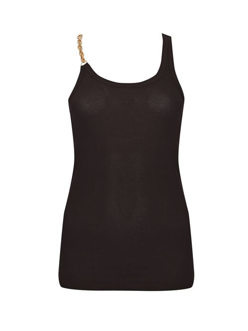 Canotta Charlene in cotone a costine con spallina catena Marrone PINKO | 106633 A32CM28